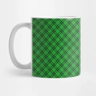 Christmas Holly Green and Argyle Tartan Plaid with Crossed White and Red Lines Mug